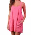Very J Mineral Washed Knit Mini Dress With Shorts Inside In Pink In Pink