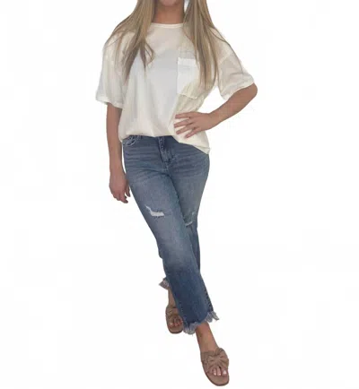 Very J Mineral Washed Top In White In Multi
