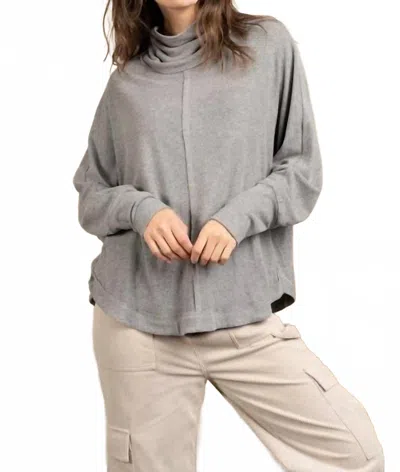 Very J Mock Neck Tunic Top In Heather Gray
