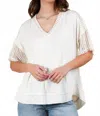 Very J Oversized Contrast Knit Comfy Casual Top In Ivory