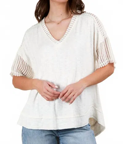 Very J Oversized Contrast Knit Comfy Casual Top In Ivory
