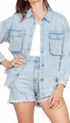 Very J Oversized Denim Jacket In Light Indigo In Blue