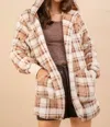 Very J Oversized Faux Fur Tunic Hooded Jacket In Brown In Brown