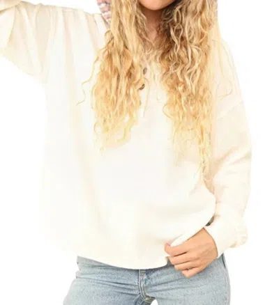 Very J Oversized Seam Detailed Drop Shoulder Hooded Sweater In Cream In White
