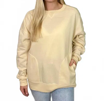 Very J Pocket Long Sleeve Sweatshirt In Beige In Yellow