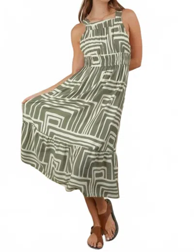 Very J Printed Maxi Dress In Sage In Pattern