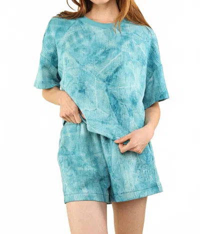 Very J Quilted Top & Shorts Sets In Teal In Blue