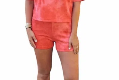 Very J Quilted Washed Comfy Knit Shorts In Red