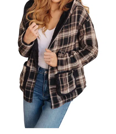 Very J Reversible Plaid Shacket In Black
