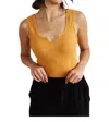 Very J Ribbed Bodysuit In Saffron In Yellow