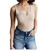 Very J Ribbed Bodysuit In Taupe In Grey