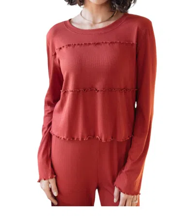 Very J Ruffly Top In Rust In Multi