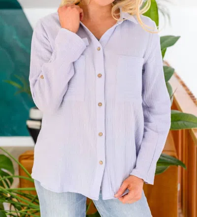 Very J Skies The Limit Button Up In Lavender Blue In Multi