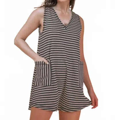 Very J Stripe Romper In Black/oat