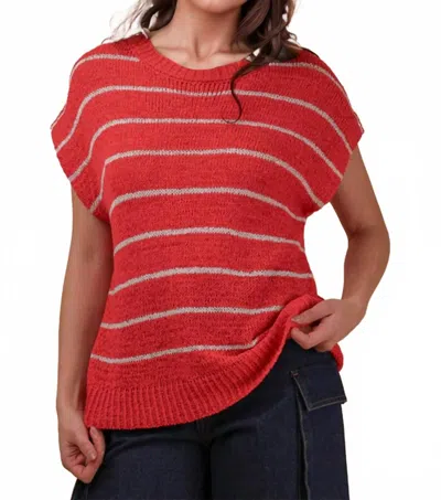 Very J Striped Knit Sweater Vest Top In Red