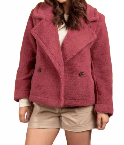 Very J Teddy Coat Fur Sherpa Jacket In Mauve In Red
