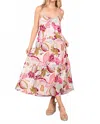 Very J Tropical Print Midi Dress - Plus In Pink Mix In Pink
