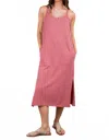 Very J V-neck Sleeveless Casual Comfy Midi Dress In Mauve In Pink