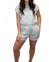Very J Washed Knit Romper In Heather Grey In Gray