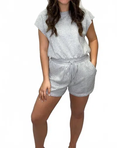 Very J Washed Knit Romper In Heather Grey In Gray