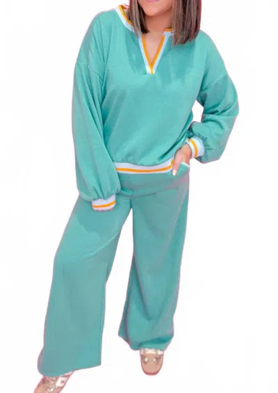 Very J Waters Lounge Set In Teal In Blue