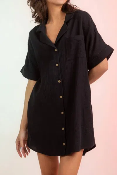 Very J What A Feeling Shirt Dress In Black