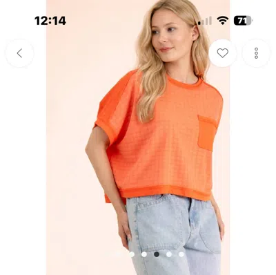 Very J Women's Dolman Sleeve Textured Knit Casual Top In Burnt Coral In Orange