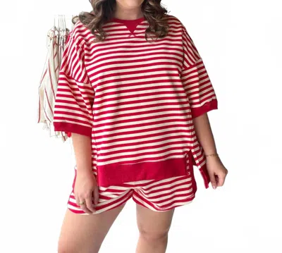 Very J Women's Oversized Lounge Set In Red Stripe