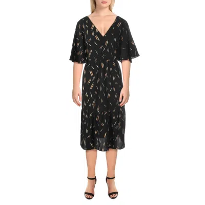 Very J Womens Woven Printed Midi Dress In Black