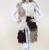 Very Moda Color Block Fringe Vest In Khaki In Multi