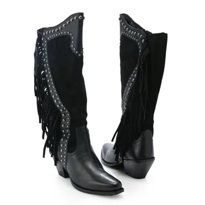 Very Volatile Palomino Suede & Leather Western Style Boots In Multi
