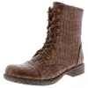 Very Volatile Underground Womens Faux Leather Snake Print Combat Boots In Brown