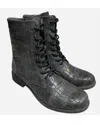 Very Volatile Women's Animal Print Combat Boot In Grey In Black