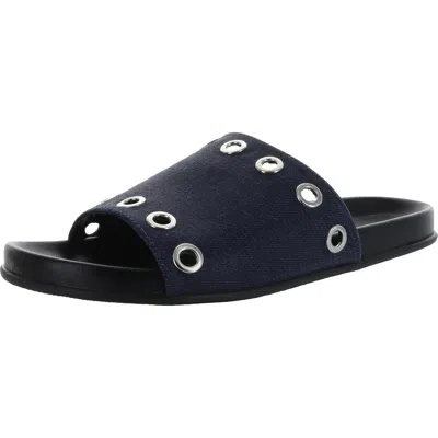 Very Volatile Womens Grommet Flat Slide Sandals In Black