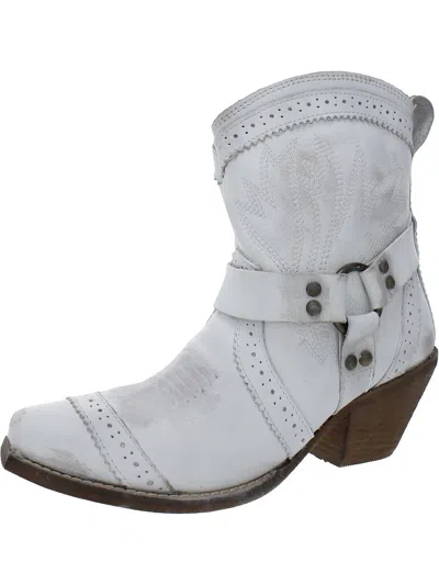 Very Volatile Womens Leather Distressed Cowboy, Western Boots In White