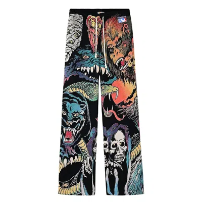 Veryrare Mens Multi Monster-graphic Wide-leg Woven Trousers