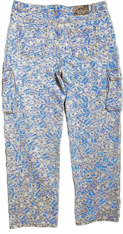Veryrare Men's Blue Dollar Dollar Bills Pants