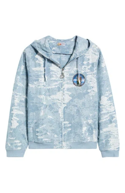 Veryrare Saint Michael Jacquard Zip-up Hoodie In Blue