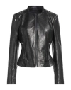 Vespucci By Vsp Woman Jacket Black Size 10 Lambskin In Black