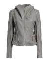 Vespucci By Vsp Woman Jacket Grey Size 10 Lambskin In Grey