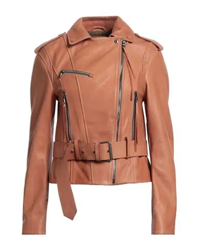 Vespucci By Vsp Woman Jacket Tan Size 10 Lambskin In Brown