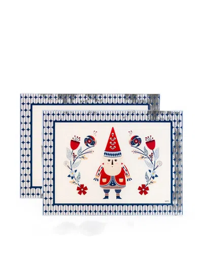 Vesta Gnome Folk-motif Placemats (set Of Two) In Multi
