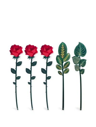 Vesta Love Flowers (set Of Five) In Multi