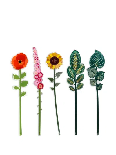 Vesta Primavera Flowers Ornament Set (set Of Five) In Multi