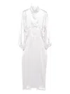 Vestiaire D'un Oiseau Libre All About Eve High-neck Puff-sleeve Midi Dress In White
