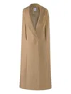 Vestiaire D'un Oiseau Libre Collared Slit Cape In Brown