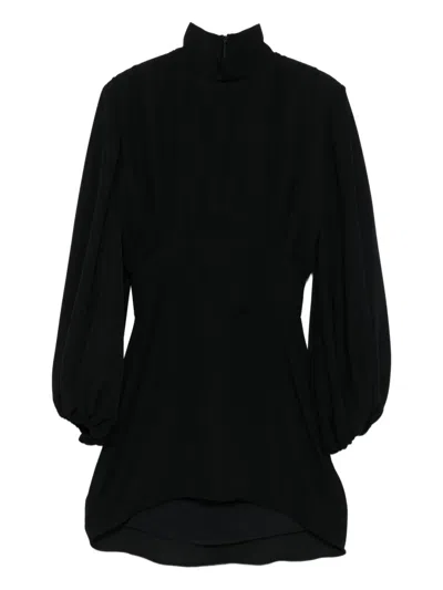 Vestiaire D'un Oiseau Libre Eve High-neck Balloon-sleeve Mini Dress In Black