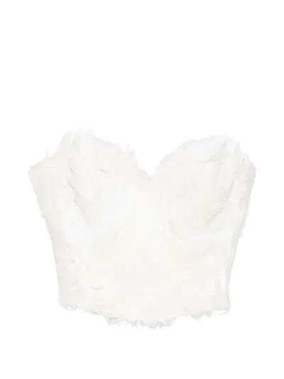Vestiaire D'un Oiseau Libre Feather-embellished Corset In White