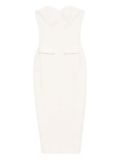 Vestiaire D'un Oiseau Libre Flap-pocket Strapless Midi Dress In White