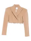 Vestiaire D'un Oiseau Libre Frayed-hem Cropped Blazer In Brown